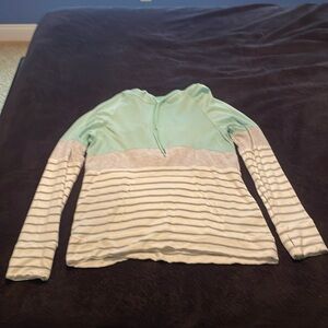 Light Hooded Sweatshirt, Teal, White and Grey